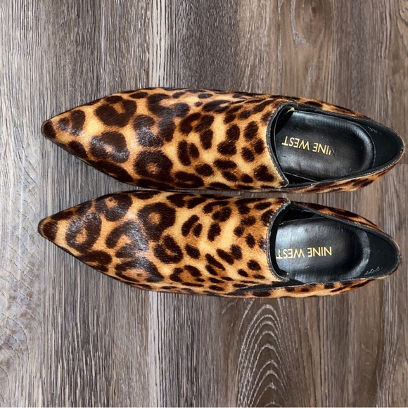 NINE WEST Leandra Calf Hair Leopard Stiletto Heels Booties Sz 6M EUC - Picture 8 of 9